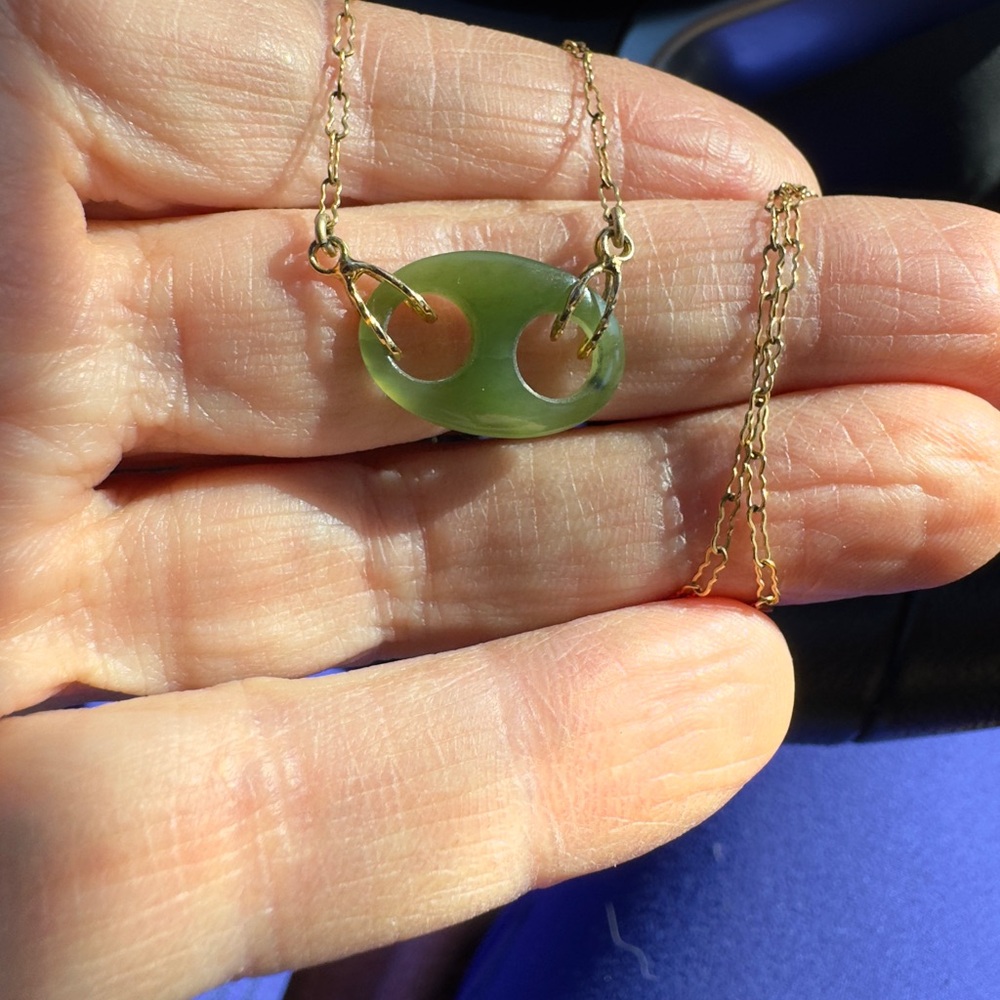 Gold filled jade Naudical Link Necklace - Picture 3 of 5